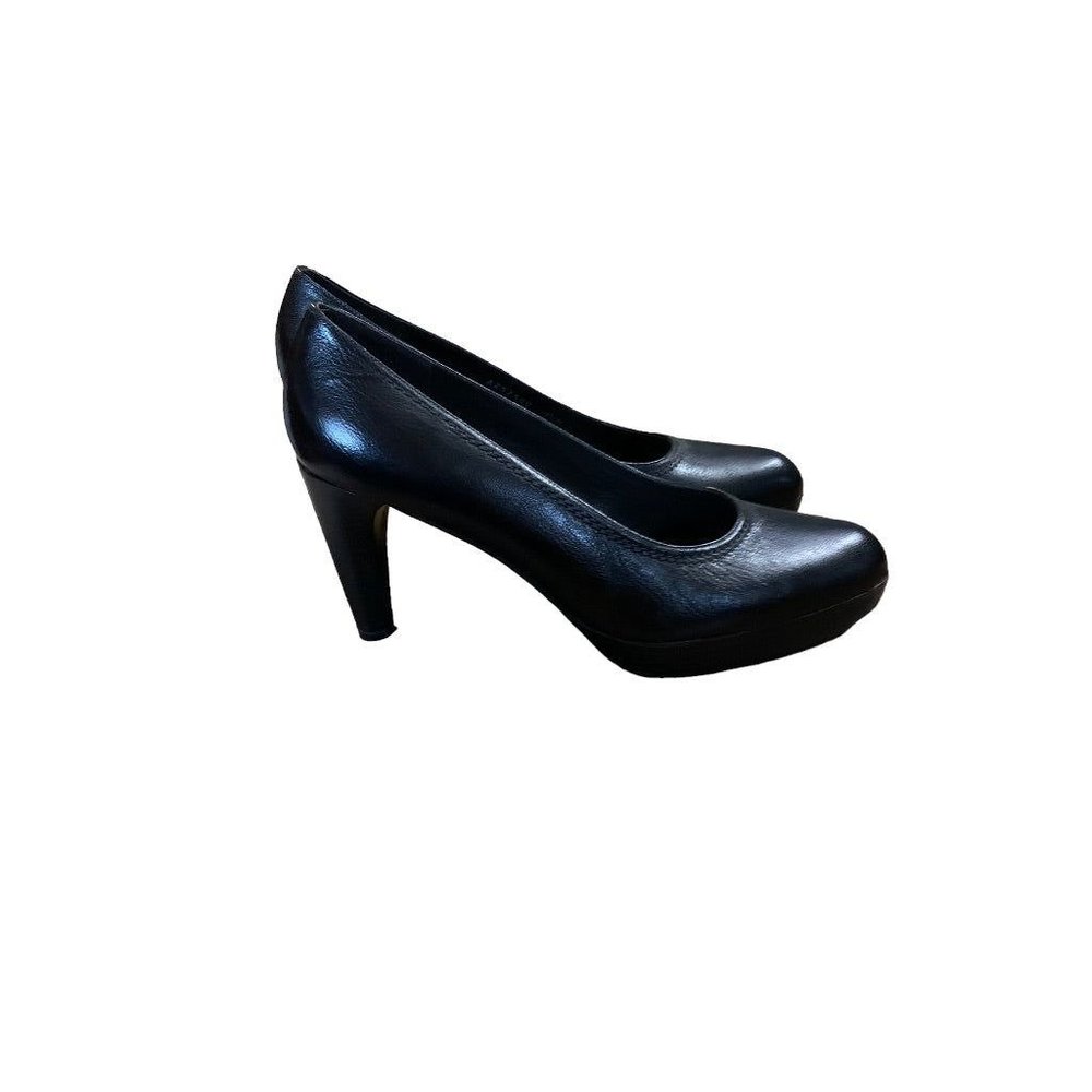 8.5M Stuart Weitzman Black Leather 3 3/4" Platform Heels‎ A257400